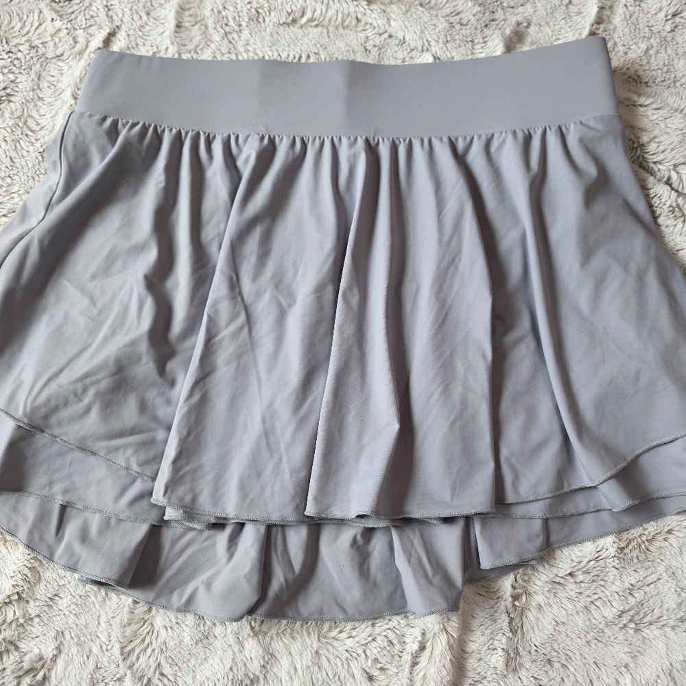 Gray Ruffled Short Sleeve Blouse